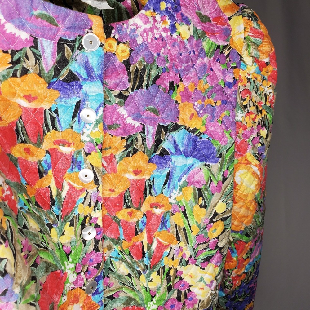 Jeffrey Dara Linda Hutton Quilted Floral Crop Blazer 9/10 Country Cottagecore 90 - Picture 12 of 14